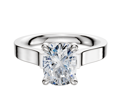 18K White Gold 4 Prong Basket Cathedral Flat 3.0mm Engagement Ring