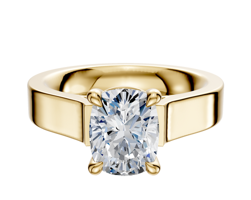 18K Yellow Gold 4 Prong Basket Cathedral Flat 4.0mm Engagement Ring