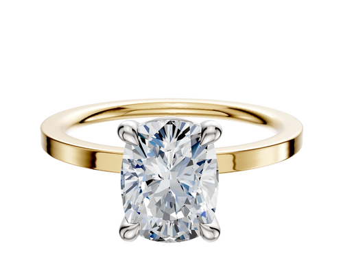 18K Two Tone 4 Prong Basket Classic Flat 1.5mm Engagement Ring