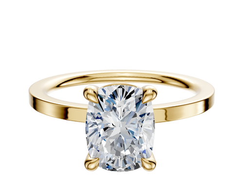 18K Yellow Gold 4 Prong Basket Classic Flat 1.5mm Engagement Ring