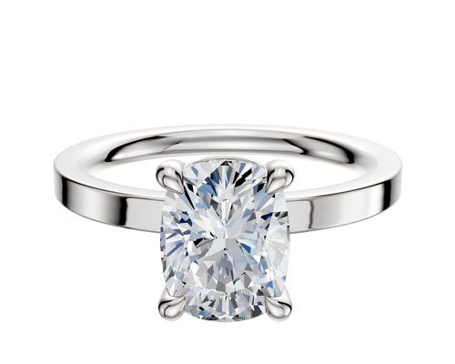14K White Gold 4 Prong Basket Classic Flat 2.0mm Engagement Ring
