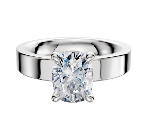 14K White Gold 4 Prong Basket Classic Flat 4.0mm Engagement Ring