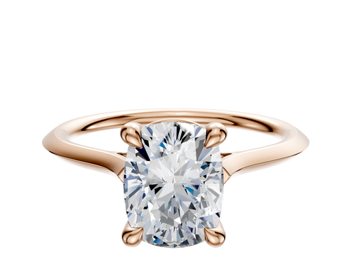 18K Rose Gold 4 Prong Basket Cathedral Knife Edge 1.5mm Engagement Ring