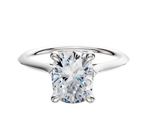 14K White Gold 4 Prong Basket Cathedral Knife Edge 1.5mm Engagement Ring