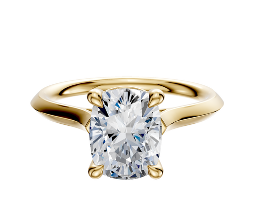 14K Yellow Gold 4 Prong Basket Cathedral Knife Edge 2.0mm Engagement Ring