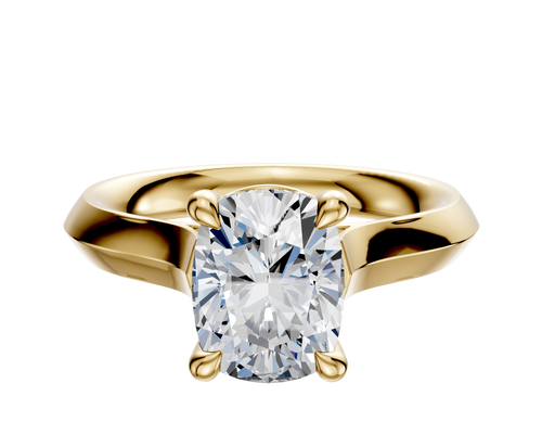 14K Yellow Gold 4 Prong Basket Cathedral Knife Edge 3.0mm Engagement Ring