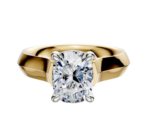 18K Two Tone 4 Prong Basket Cathedral Knife Edge 4.0mm Engagement Ring