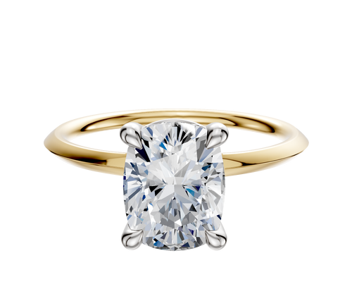 18K Two Tone 4 Prong Basket Classic Knife Edge 1.5mm Engagement Ring