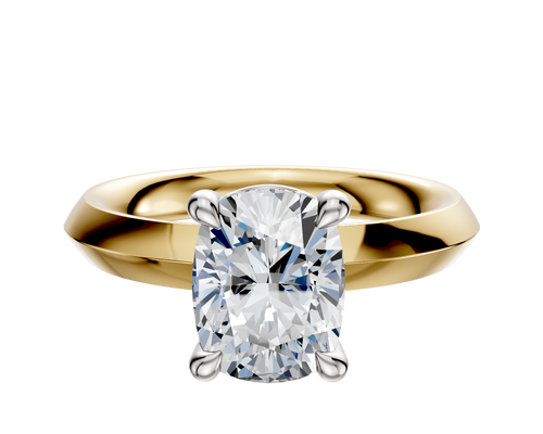 18K Two Tone 4 Prong Basket Classic Knife Edge 3.0mm Engagement Ring