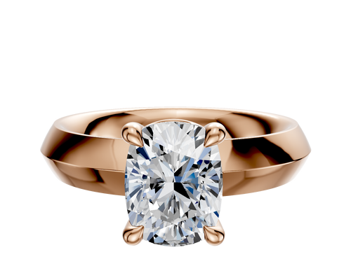 14K Rose Gold 4 Prong Basket Classic Knife Edge 4.0mm Engagement Ring
