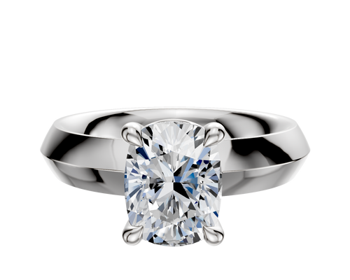 18K White Gold 4 Prong Basket Classic Knife Edge 4.0mm Engagement Ring