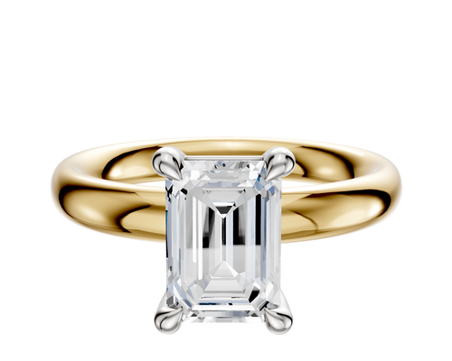 18K Two Tone 4 Prong Basket Classic Dome 3.0mm Engagement Ring