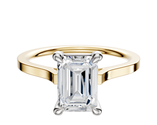 18K Two Tone 4 Prong Basket Cathedral Flat 1.5mm Engagement Ring
