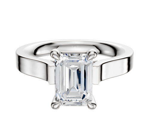 14K White Gold 4 Prong Basket Cathedral Flat 3.0mm Engagement Ring
