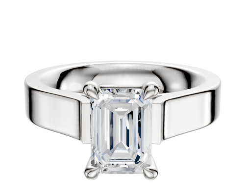 18K White Gold 4 Prong Basket Cathedral Flat 4.0mm Engagement Ring