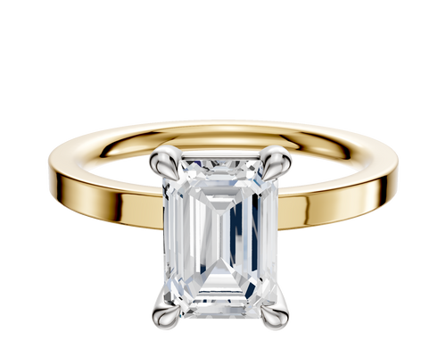 18K Two Tone 4 Prong Basket Classic Flat 2.0mm Engagement Ring