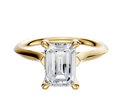 18K Yellow Gold 4 Prong Basket Cathedral Knife Edge 2.0mm Engagement Ring