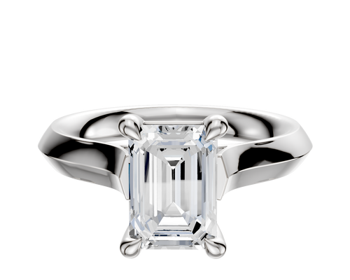 18K White Gold 4 Prong Basket Cathedral Knife Edge 3.0mm Engagement Ring
