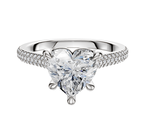 Platinum 4 Prong Basket Cathedral Dome 3-Row-Pave 2.0mm Engagement Ring