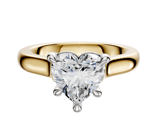 18K Two Tone 4 Prong Basket Cathedral Dome 3.0mm Engagement Ring