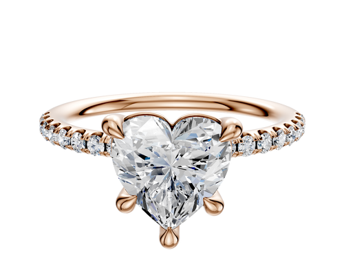 14K Rose Gold 4 Prong Basket Classic Dome 1-Row-Pave 2.5mm Engagement Ring