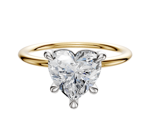 14K Two Tone 4 Prong Basket Classic Dome 1.5mm Engagement Ring