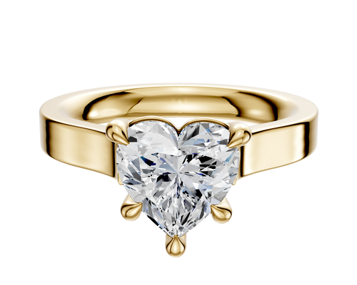 14K Yellow Gold 4 Prong Basket Cathedral Flat 3.0mm Engagement Ring