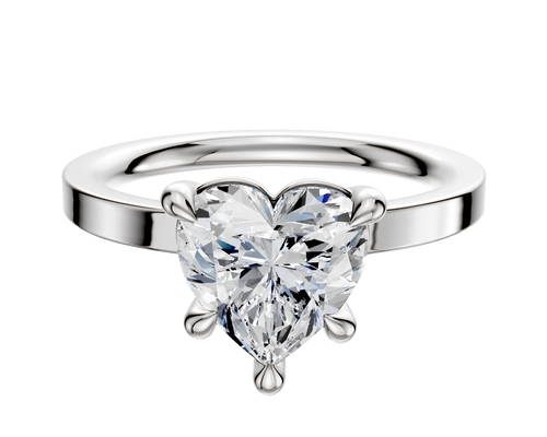 18K White Gold 4 Prong Basket Classic Flat 2.0mm Engagement Ring