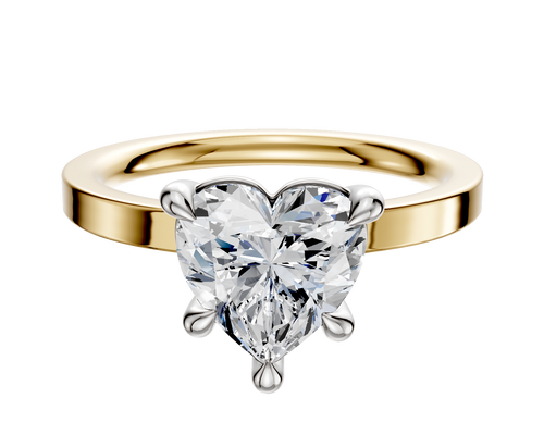 18K Two Tone 4 Prong Basket Classic Flat 2.0mm Engagement Ring