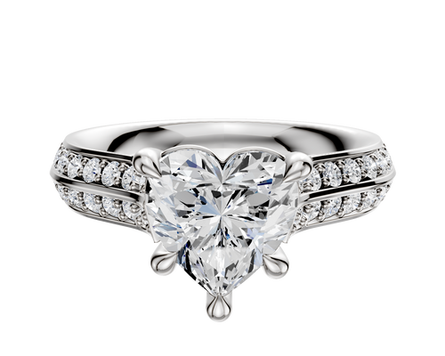 Platinum 4 Prong Basket Cathedral Knife Edge 1-Row-Pave 2.5mm Engagement Ring