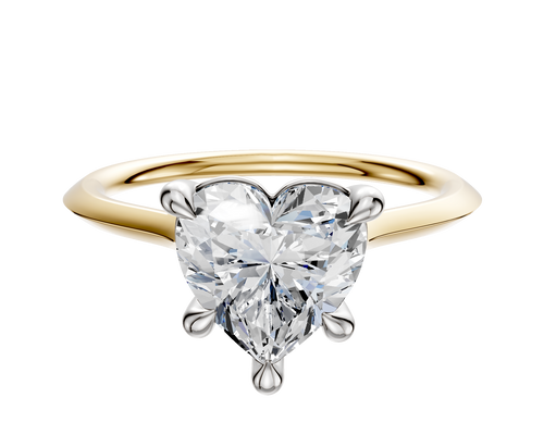 14K Two Tone 4 Prong Basket Cathedral Knife Edge 1.5mm Engagement Ring