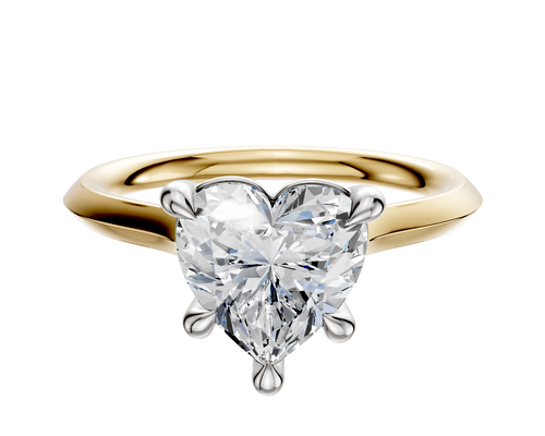 14K Two Tone 4 Prong Basket Cathedral Knife Edge 2.0mm Engagement Ring