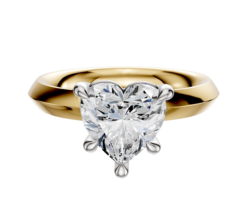 18K Two Tone 4 Prong Basket Classic Knife Edge 3.0mm Engagement Ring