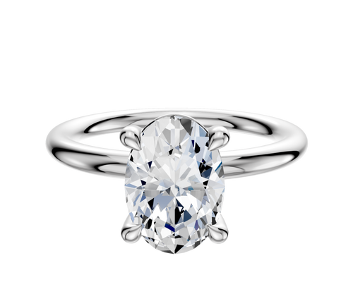 18K White Gold 4 Prong Basket Classic Dome 2.0mm Engagement Ring