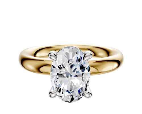 18K Two Tone 4 Prong Basket Classic Dome 3.0mm Engagement Ring