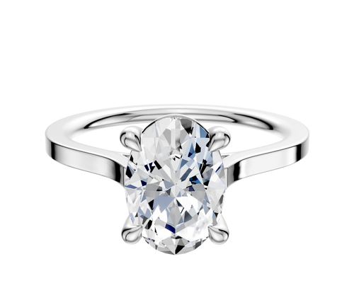14K White Gold 4 Prong Basket Cathedral Flat 1.5mm Engagement Ring