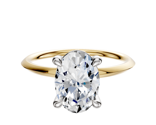 18K Two Tone 4 Prong Basket Classic Knife Edge 1.5mm Engagement Ring