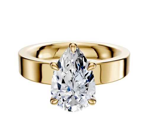 14K Yellow Gold 4 Prong Basket Classic Flat 4.0mm Engagement Ring