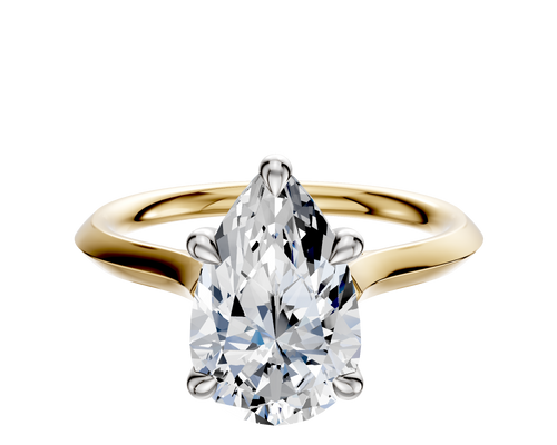 14K Two Tone 4 Prong Basket Cathedral Knife Edge 2.0mm Engagement Ring