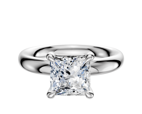 18K White Gold 4 Prong Basket Classic Dome 3.0mm Engagement Ring