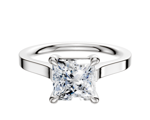 18K White Gold 4 Prong Basket Cathedral Flat 2.0mm Engagement Ring