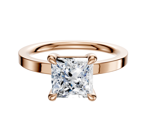 14K Rose Gold 4 Prong Basket Classic Flat 2.0mm Engagement Ring