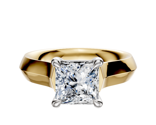 18K Two Tone 4 Prong Basket Cathedral Knife Edge 4.0mm Engagement Ring