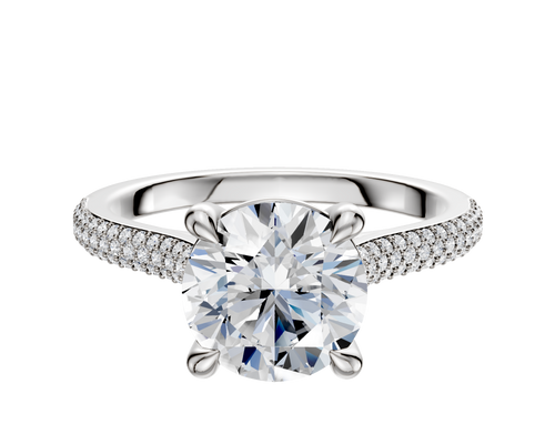 Platinum 4 Prong Basket Cathedral Dome 3-Row-Pave 2.0mm Engagement Ring