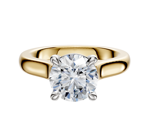 14K Two Tone 4 Prong Basket Cathedral Dome 3.0mm Engagement Ring