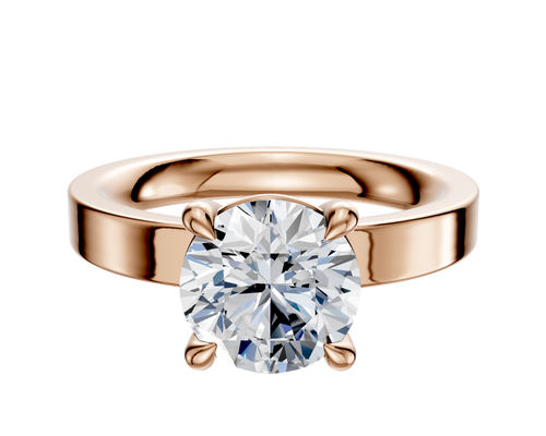 18K Rose Gold 4 Prong Basket Classic Flat 3.0mm Engagement Ring