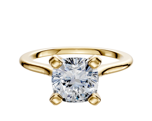 14K Yellow Gold 4 Prong Cathedral Dome 1.5mm Engagement Ring