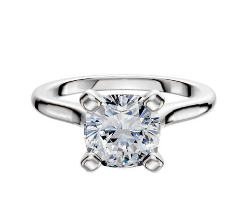 14K White Gold 4 Prong Cathedral Dome 2.0mm Engagement Ring
