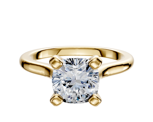 14K Yellow Gold 4 Prong Cathedral Dome 2.0mm Engagement Ring
