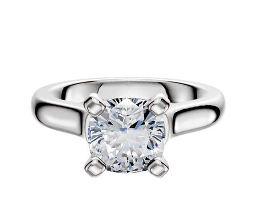 18K White Gold 4 Prong Cathedral Dome 3.0mm Engagement Ring